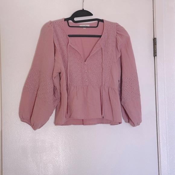 Z Supply Celeste Mauve Eyelet Blouse Cottagecore Coastal Bohemian - Picture 4 of 9